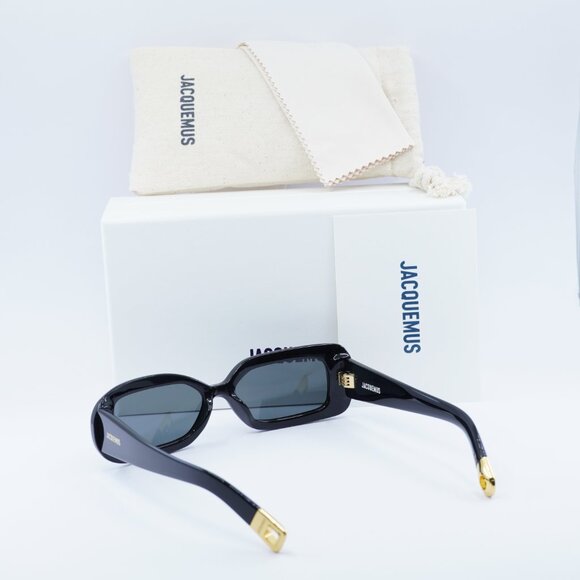 Jacquemus ROND CARRE JAC/11 C1 Rectangle Sunglasses - Shiny Black\Grey - Picture 4 of 10